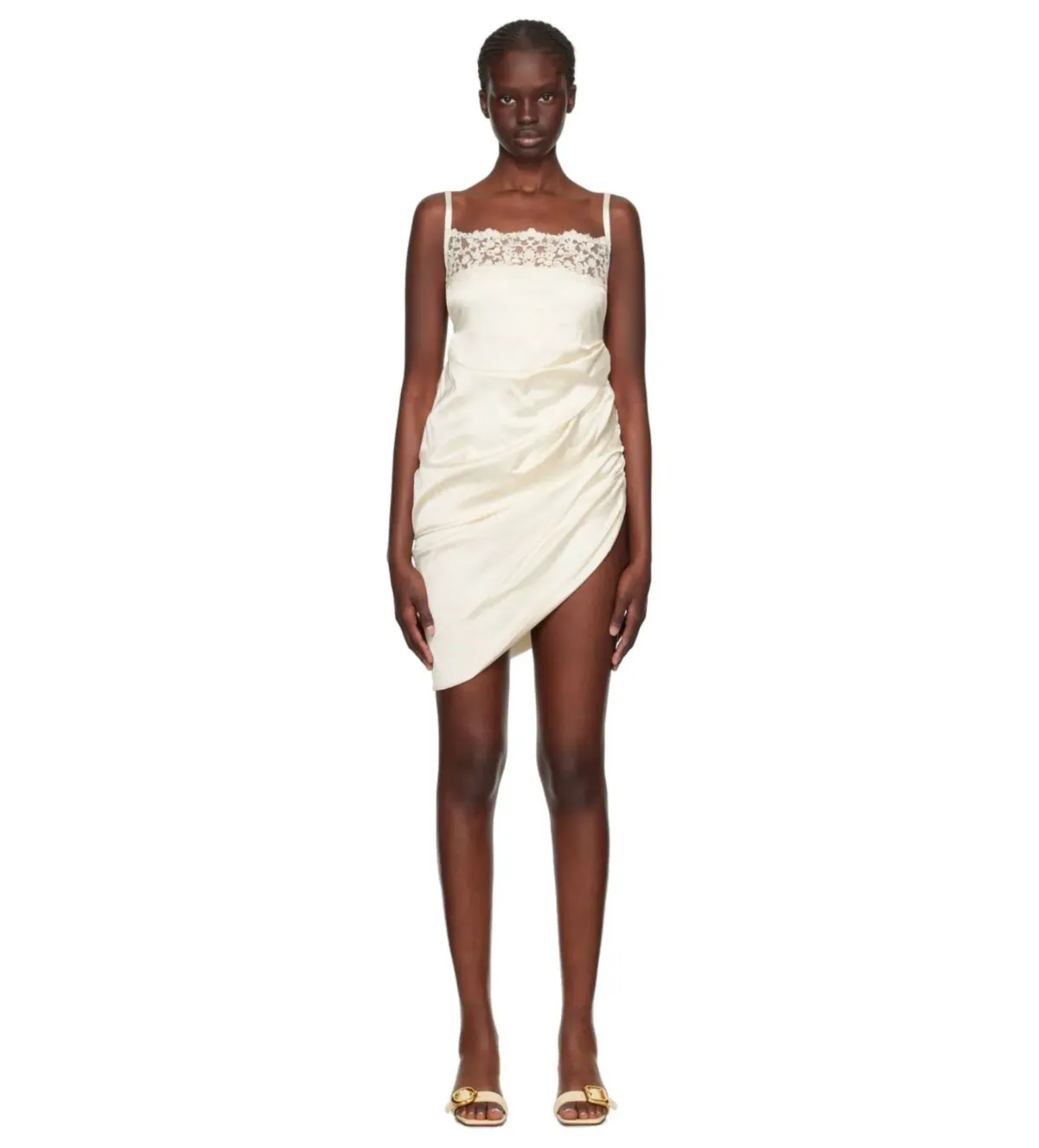 Jacquemus La Saudade Brodée Mini Dress in Off White Size 36/AU 8 - Image 1