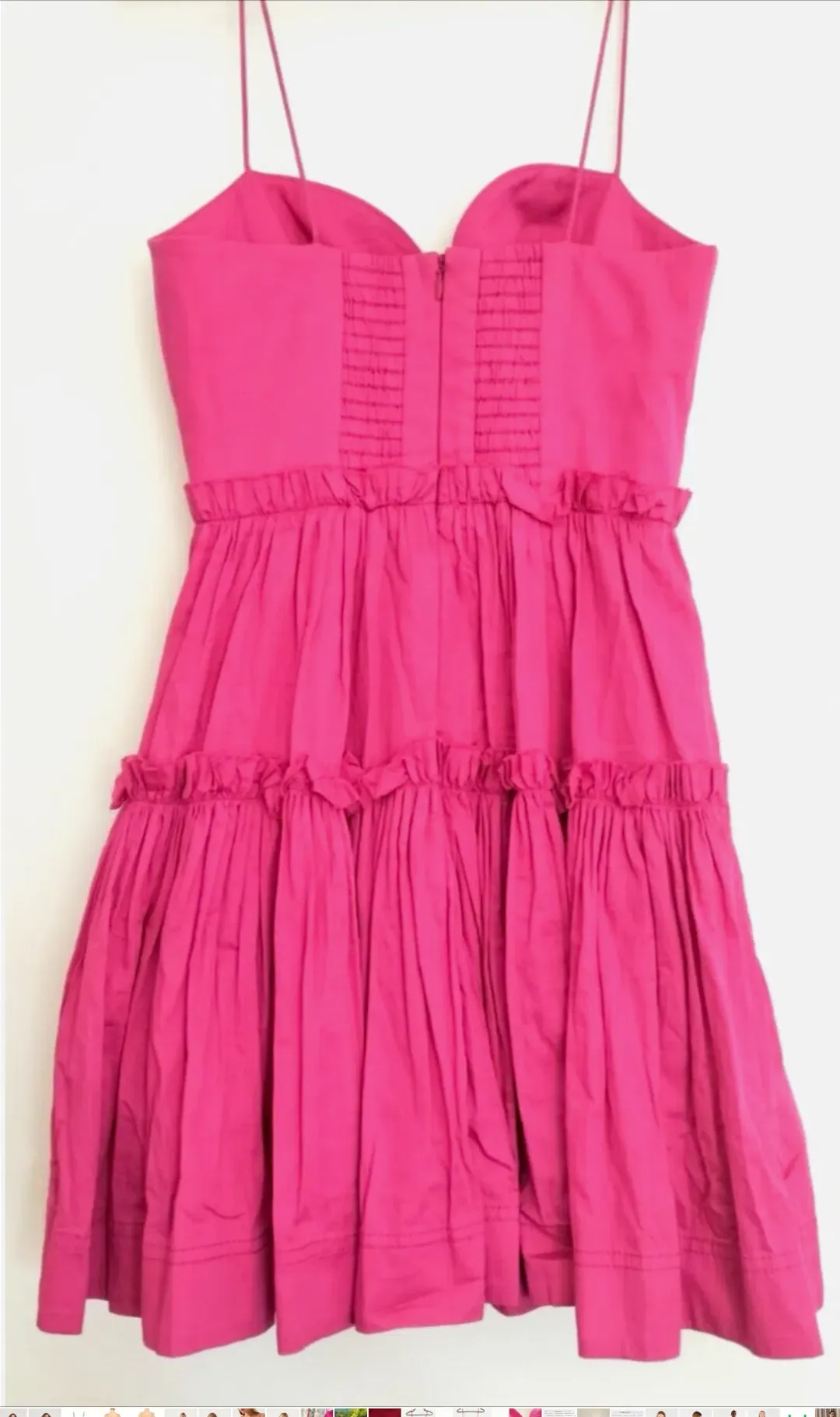 AJE Maya Tiered Mini Dress Fuchsia with side pockets AU 6 US 2 for rent on The Volte - main image