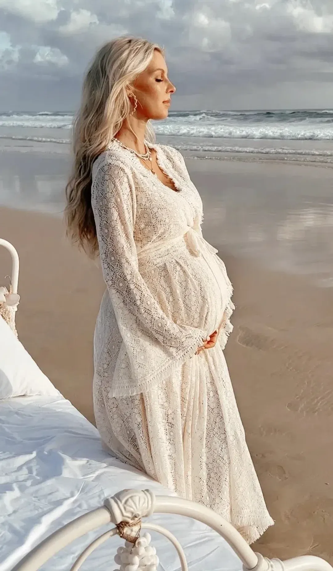 Coven & Co Boho Maternity Pirate Queen Gown Cream Size L / AU 14 for rent on The Volte - main image