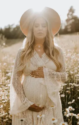 Coven & Co Boho Maternity Pirate Queen Gown Cream Size L / AU 14 for rent on The Volte - image 7