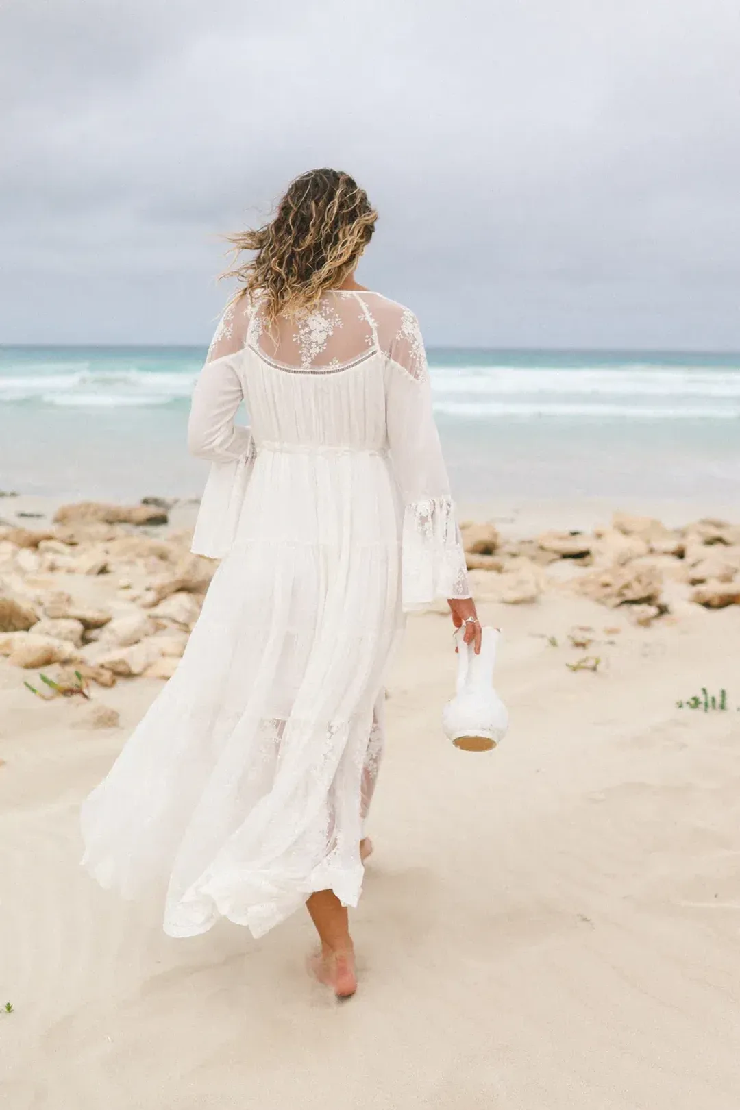 Coven & Co Boho Maternity Full Moon Lace Gown White Size M / AU 12 for rent on The Volte - main image