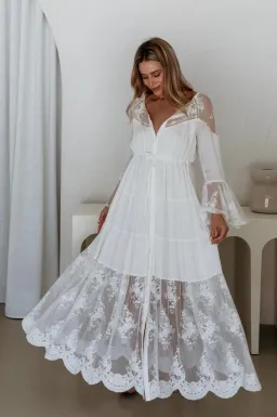 Coven & Co Boho Maternity Full Moon Lace Gown White Size M / AU 12 for rent on The Volte - image 5