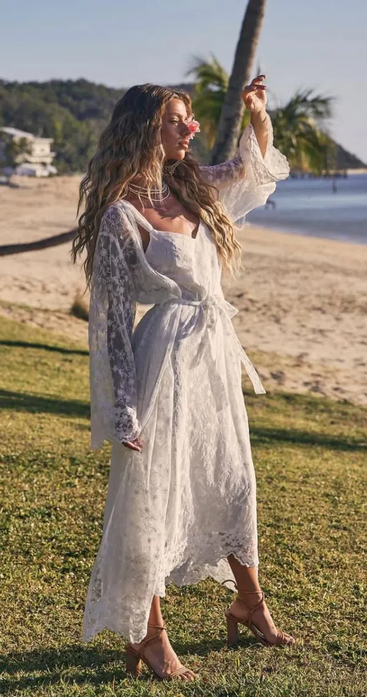 Coven & Co Boho Island Breeze Robe White Lace One Size - Image 1