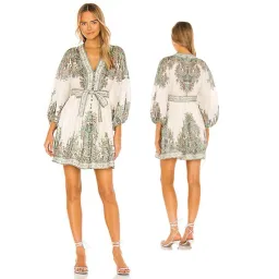 Zimmermann Brighton Paisley Mini Dress in Turquoise Paisley Multi Size AU 8 for rent on The Volte - image 1