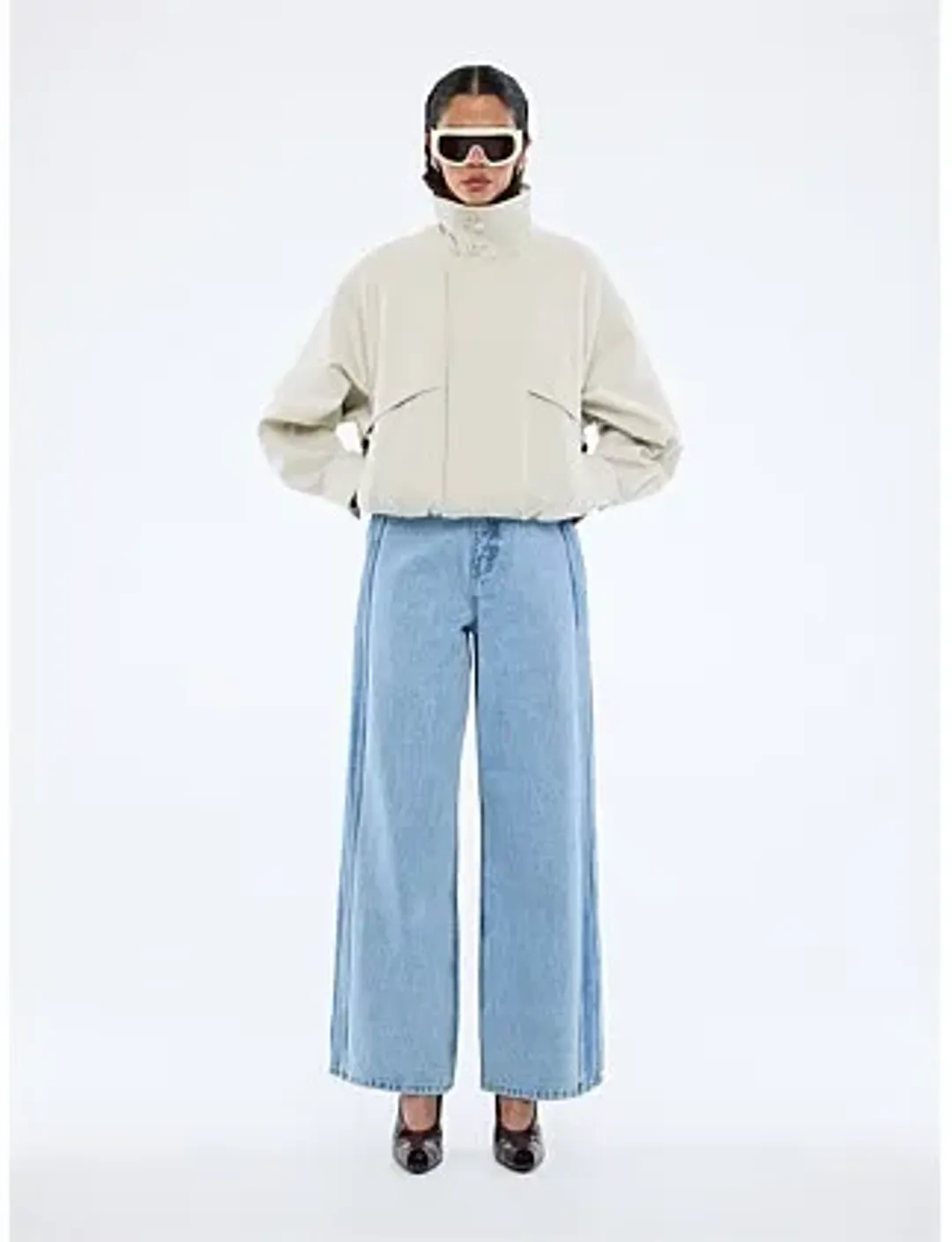 Ena Pelly Zad Bomber Jacket Cream Size 10 for rent on The Volte - main image