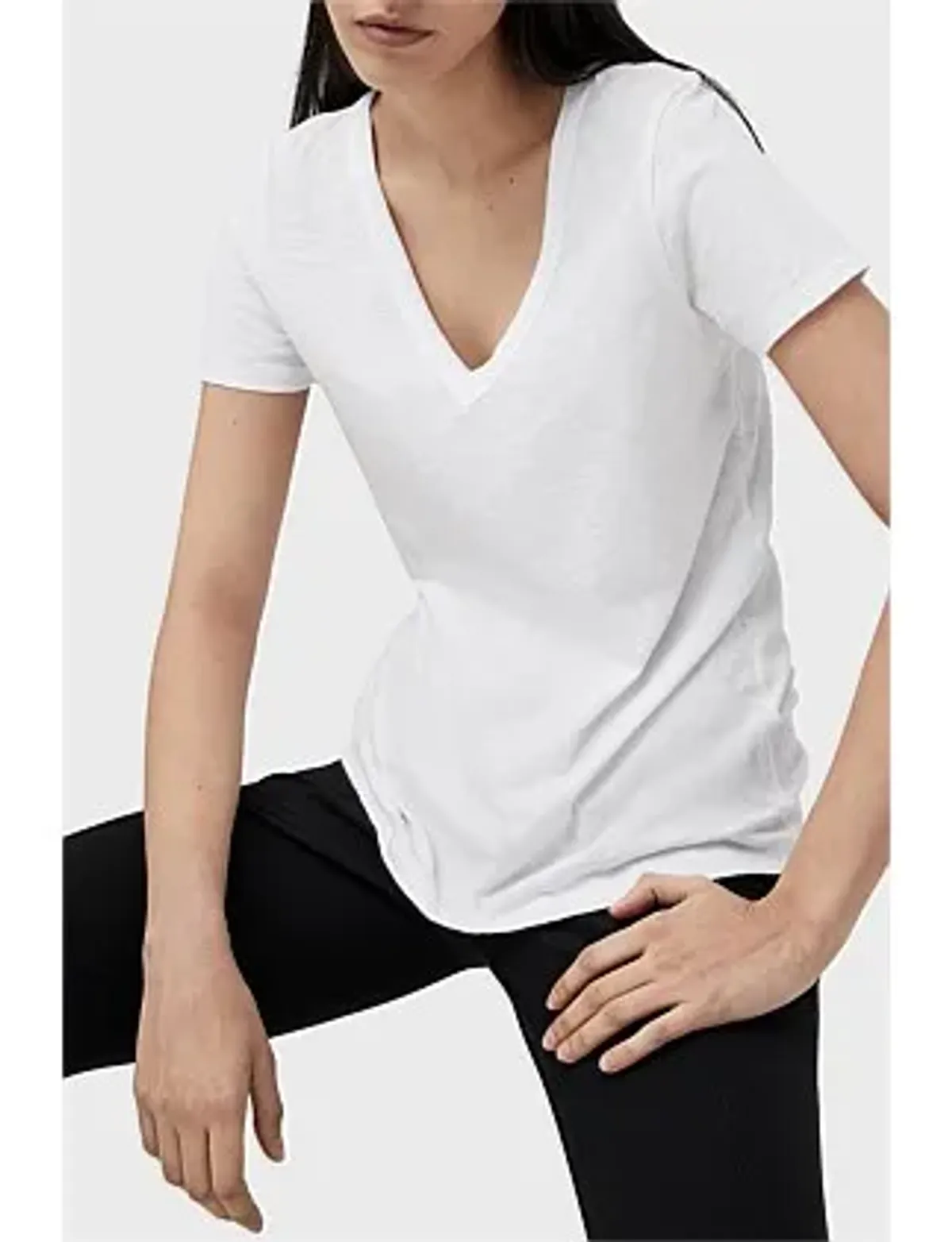 Rag & Bone The Slub Vee Neck T-Shirt White XS/AU 6 - Image 1