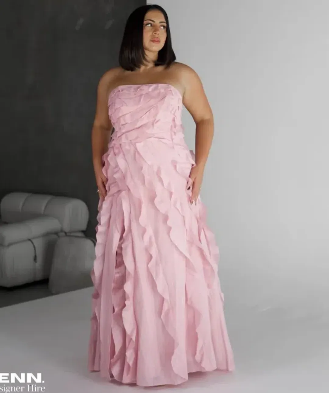 Aje Allairie Strapless Gown Chalk Pink Size 10 for rent on The Volte - main image