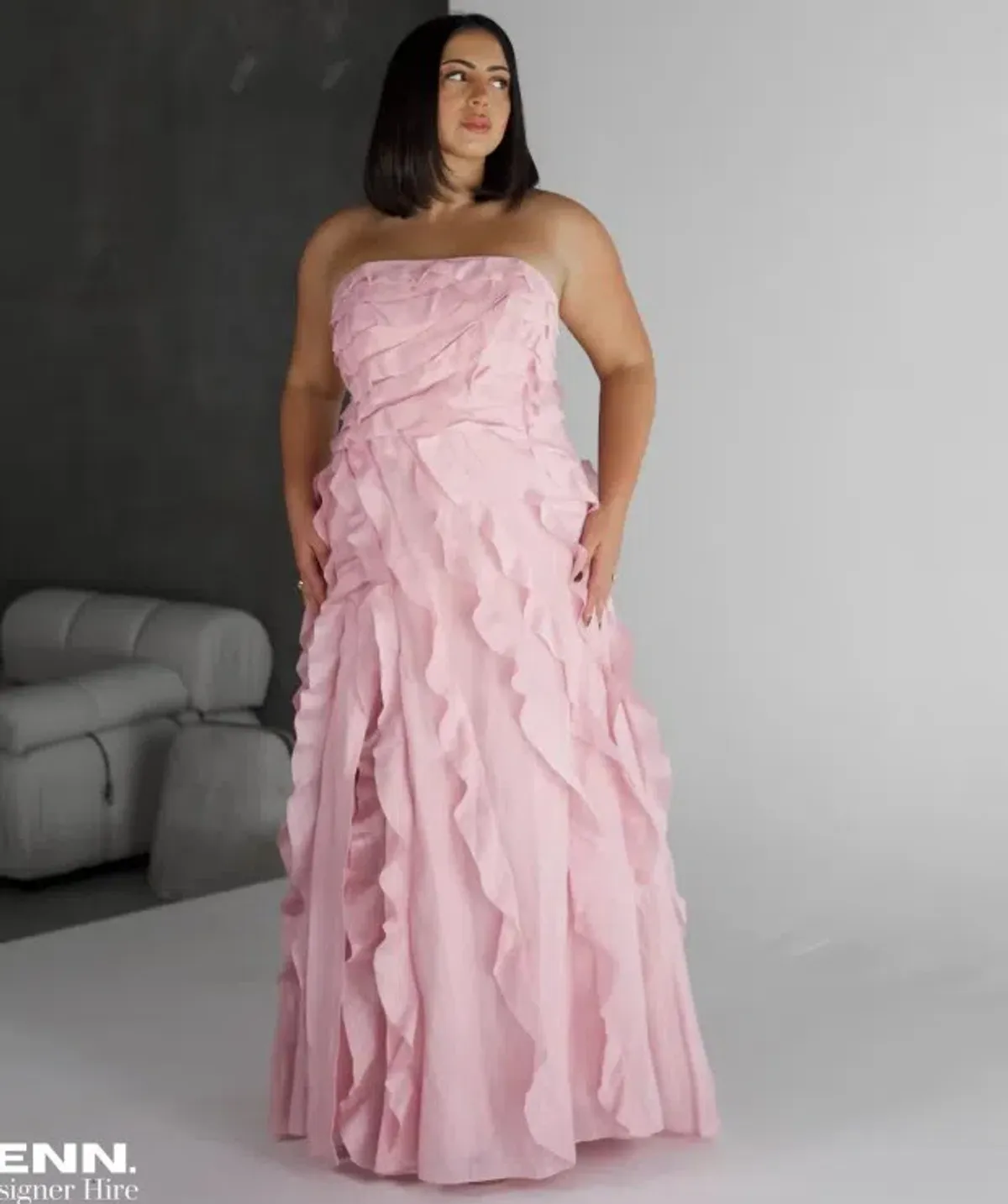 Aje Allairie Strapless Gown Chalk Pink Size 10 - Image 3