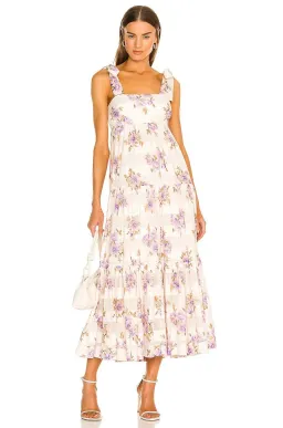 Zimmermann Rosa Striped Picnic Midi Dress in Lilac Rose Size 4 / AU16 for rent on The Volte - image 1
