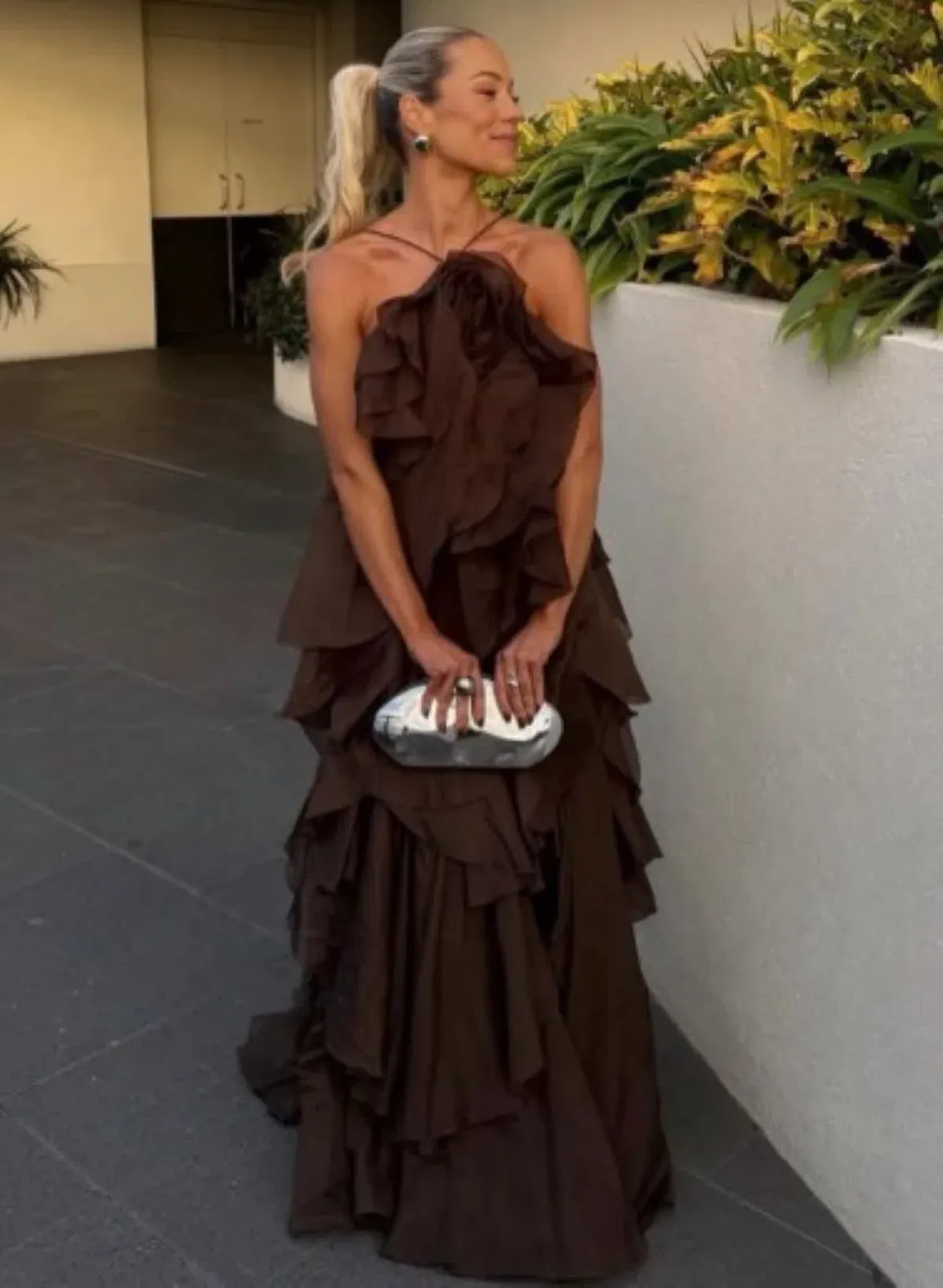 Aje Pandorea Layered Maxi Dress in Carob Size AU 12 - Image 1