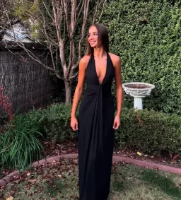 Bec & Bridge Tillie Drape Maxi Dress Black Size AU 8 for rent on The Volte - image 1