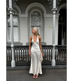 Desero Jacare Roma Maxi Dress in White Size AU6 for rent on The Volte - image 1
