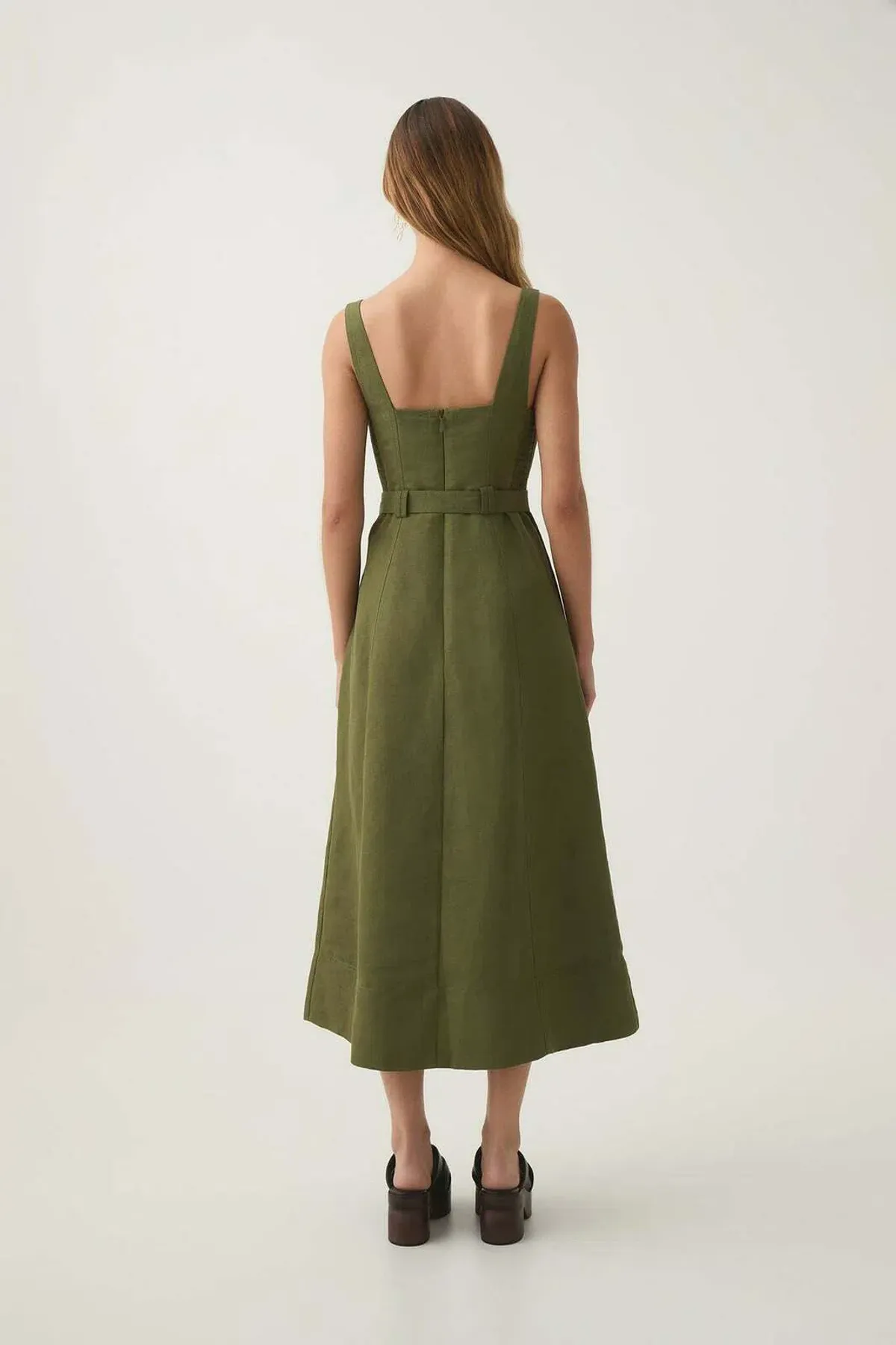Aje Axle Utility Midi Dress in Palm Green Size AU12 - Image 4