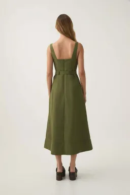 Aje Axle Utility Midi Dress in Palm Green Size AU12 for rent on The Volte - image 4