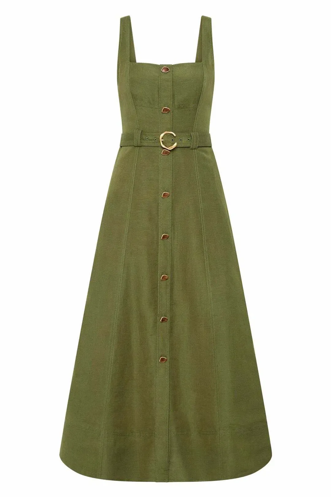 Aje Axle Utility Midi Dress in Palm Green Size AU12 for rent on The Volte - main image