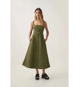 Aje Axle Utility Midi Dress in Palm Green Size AU12 for rent on The Volte - image 1