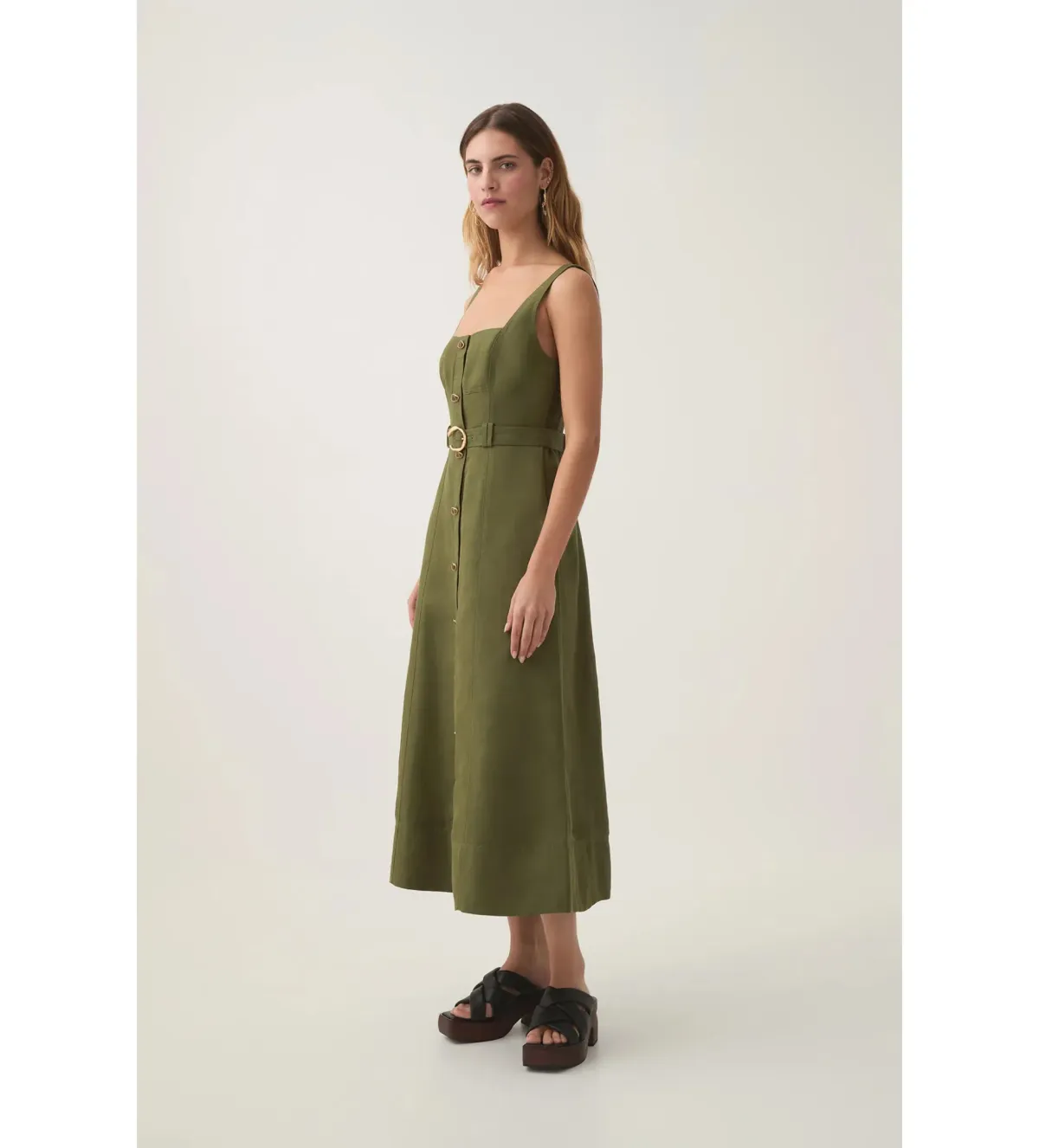 Aje Axle Utility Midi Dress in Palm Green Size AU12 - Image 2