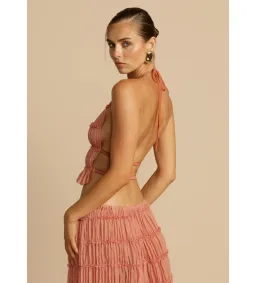 Arcina Ori Juliette Halter Maxi Dress in Peach Size 8 for rent on The Volte - image 4