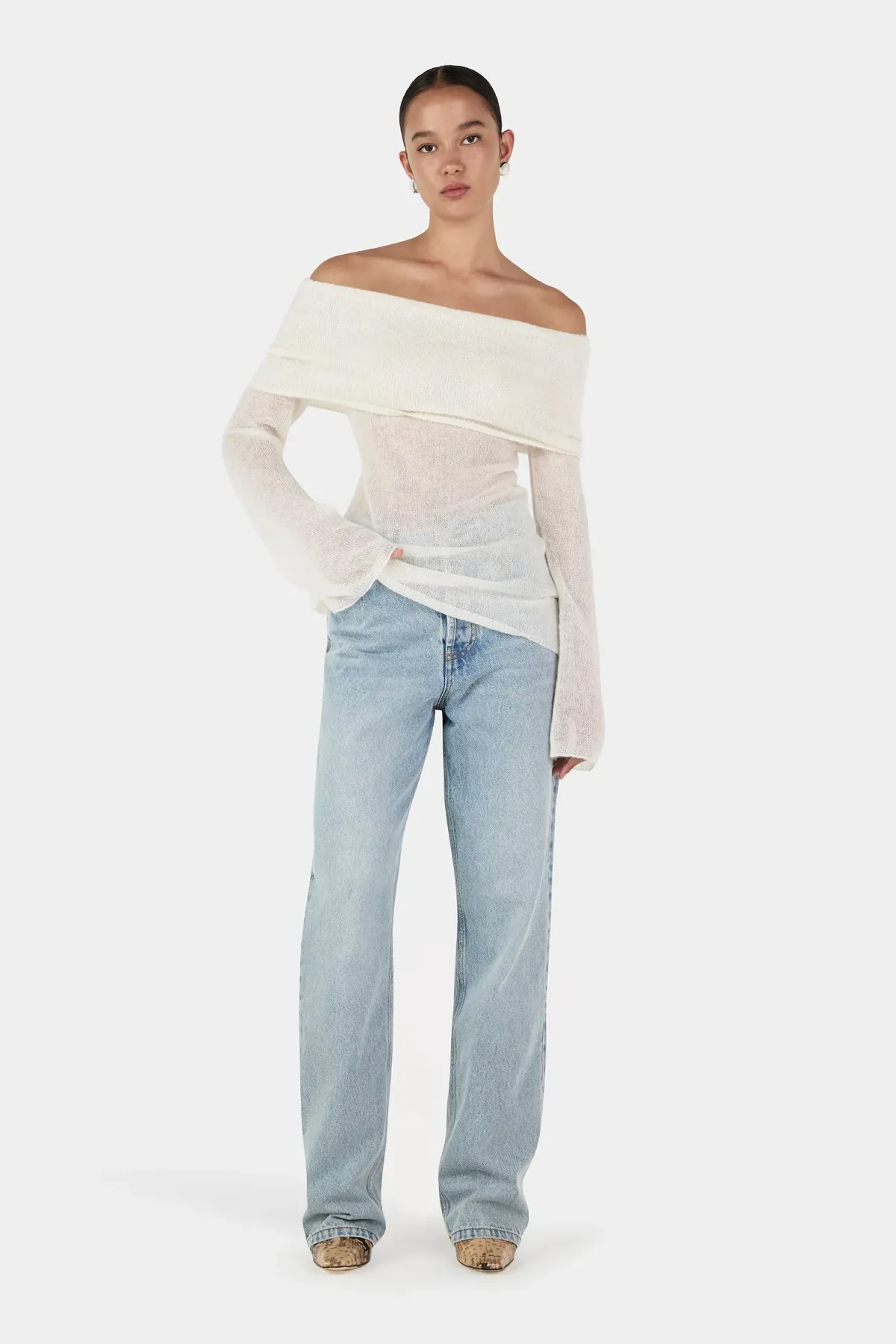 Hansen and Gretel Tozzi Knit Top Ivory Size 6 - Image 1