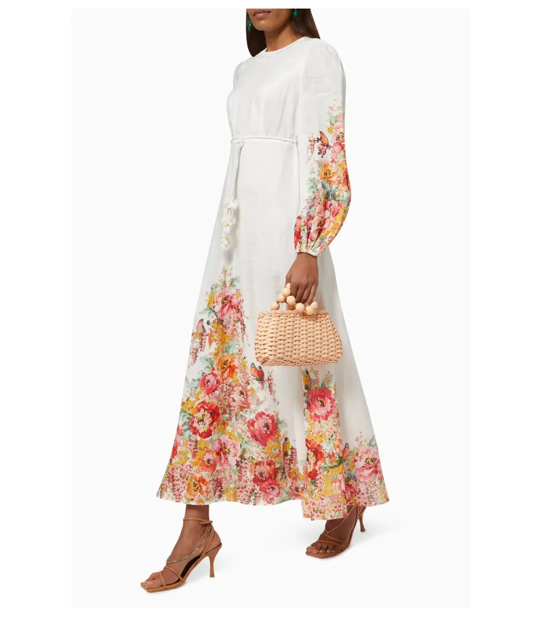 Zimmermann Mae Midi Dress White Floral Size 0 / AU 8 for rent on The Volte - main image