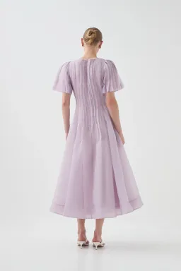 Aje Nova Pleated Midi Dress Lilac Size 14 for rent on The Volte - image 3