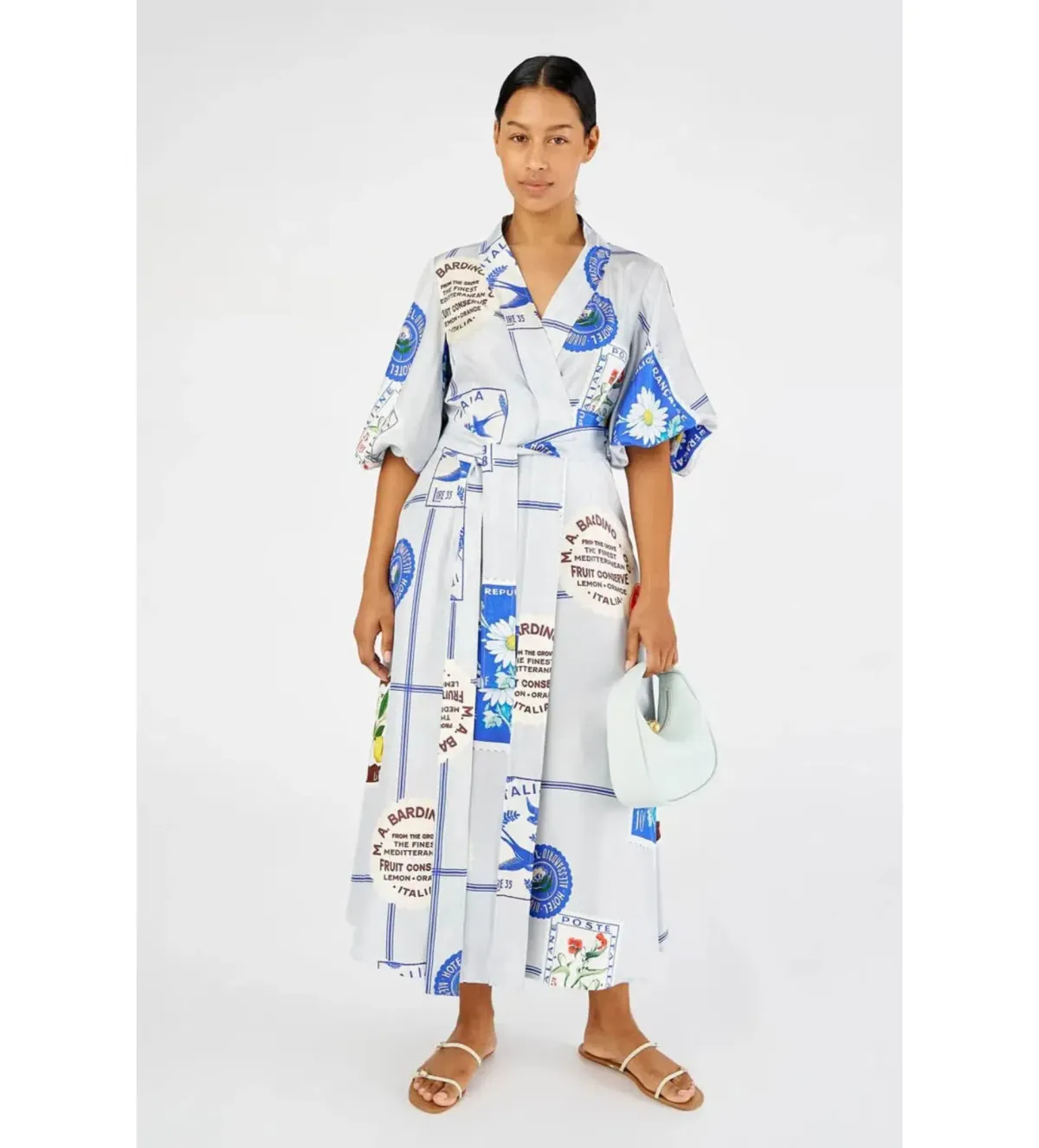 Oroton Picnic Print Silk Wrap Midi Dress Size 10 - Image 1