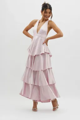 Selfie Leslie Auguste Tiered Frill Strappy Back Dress in Blush Size AU 8 for rent on The Volte - image 2