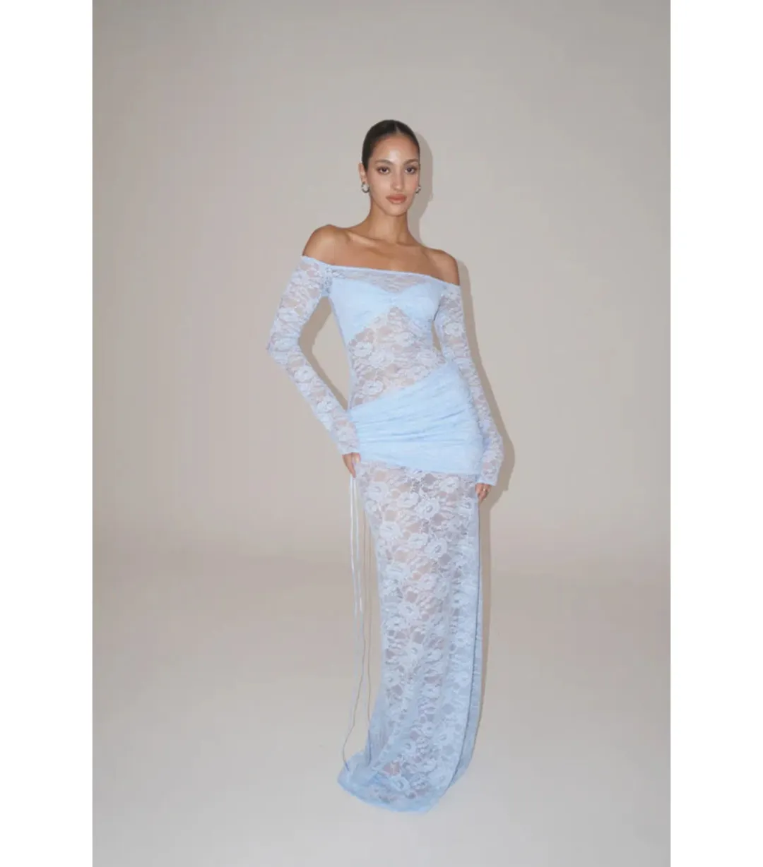 Deconduarte Christiana Maxi Dress Powder Blue Size AU 12 for rent on The Volte - main image