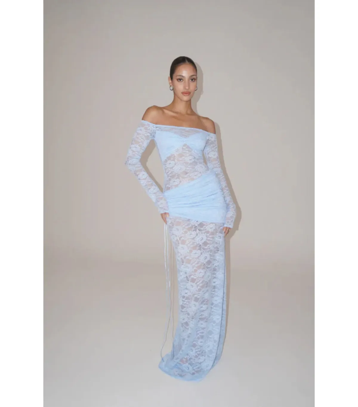 Deconduarte Christiana Maxi Dress Powder Blue Size AU 12 for rent on The Volte - main image