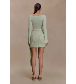 MESHKI Elowen Knit Cowl Long Sleeve Top and Terrymae Crochet Mini Skirt Set Pastel Green Size XS / AU 6 for rent on The Volte - image 5
