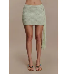 MESHKI Elowen Knit Cowl Long Sleeve Top and Terrymae Crochet Mini Skirt Set Pastel Green Size XS / AU 6 for rent on The Volte - image 6