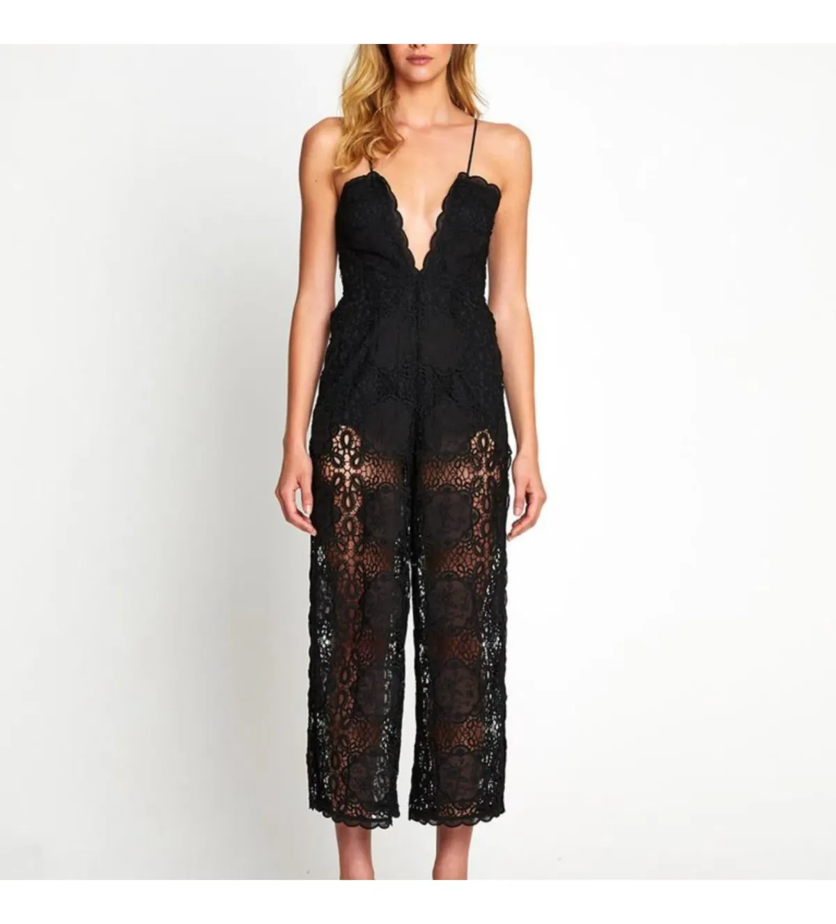 Alice McCall Diamond Veins Jumpsuit Black Lace Size AU 8 - Image 1