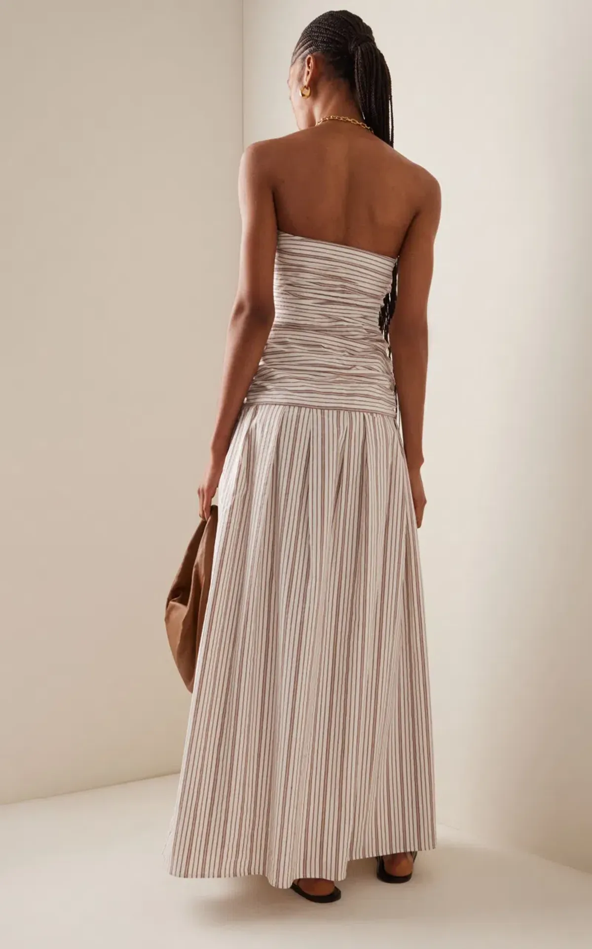 Anna Quan Isadora Strapless Maxi Dress Tobacco Stripe Size AU 8 - Image 3