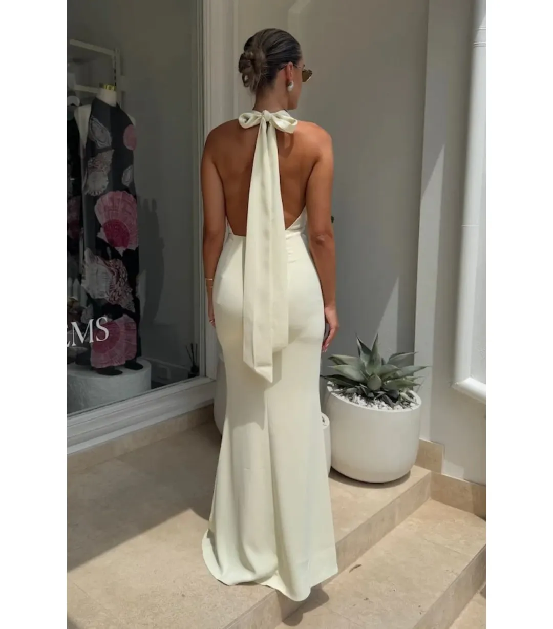 Odd Muse The Ultimate Muse Tie Neck Maxi Dress Butter Cream Size XS / AU 6 for rent on The Volte - main image