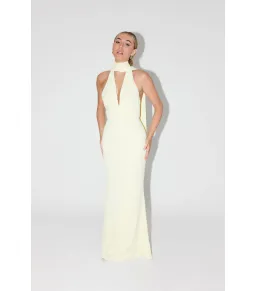Odd Muse The Ultimate Muse Tie Neck Maxi Dress Butter Cream Size XS / AU 6 for rent on The Volte - image 1
