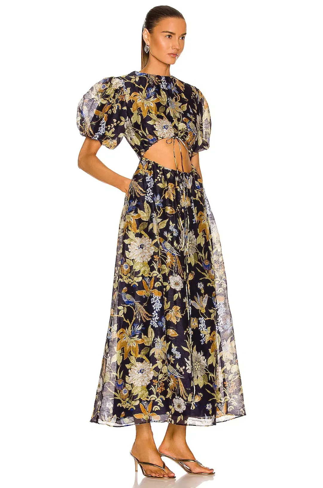 Sir the Label Lilian Puff Sleeve Midi Dress Delia Print Size 2 / AU 10 for rent on The Volte - main image