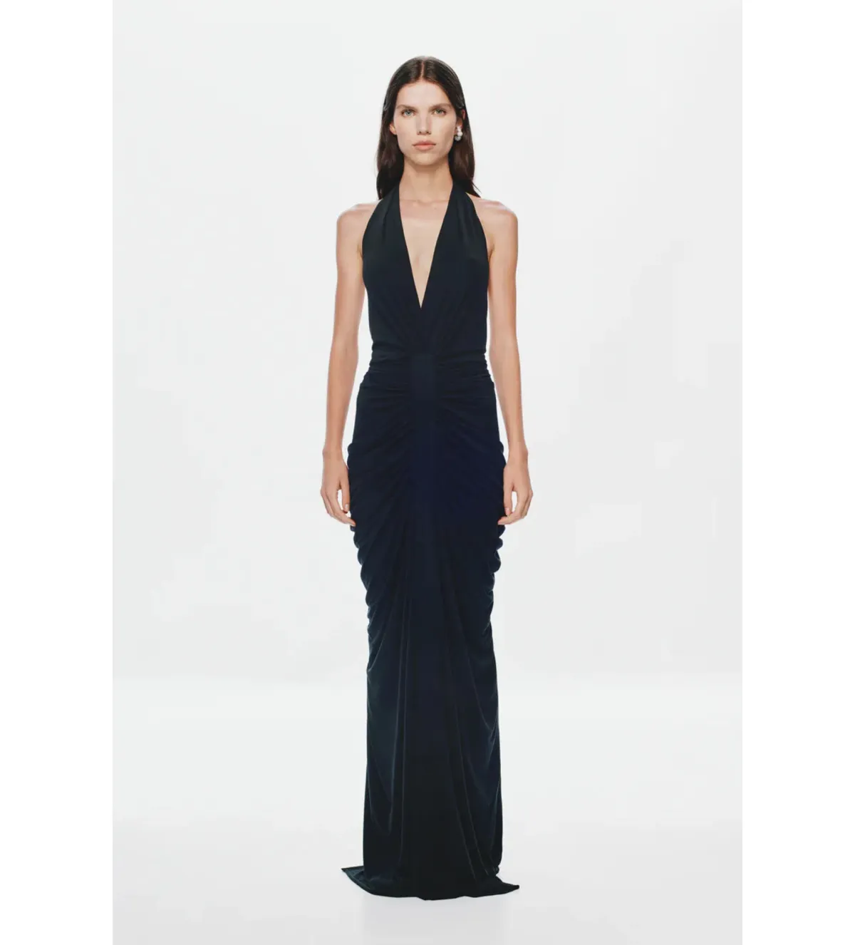 Misha The Venus Gathered Cupro Maxi Dress Black Size XS / AU 6 - Image 1