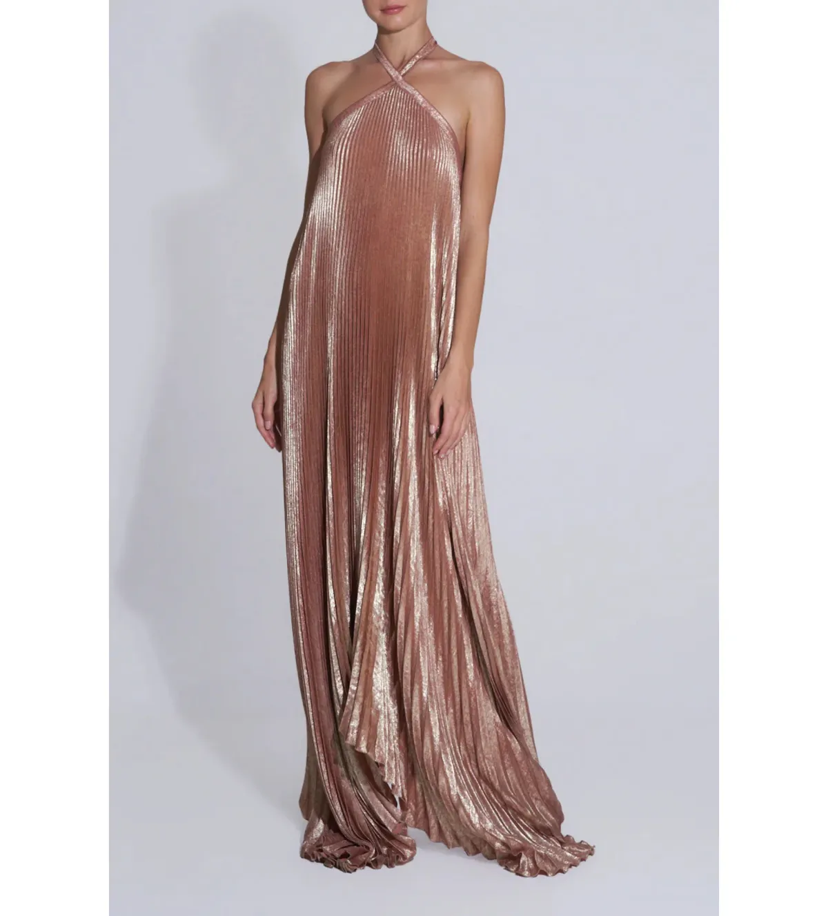L'idée Deesse Gown Maxi Dress in Rose Quartz Shimmer Size AU 10 - Image 2