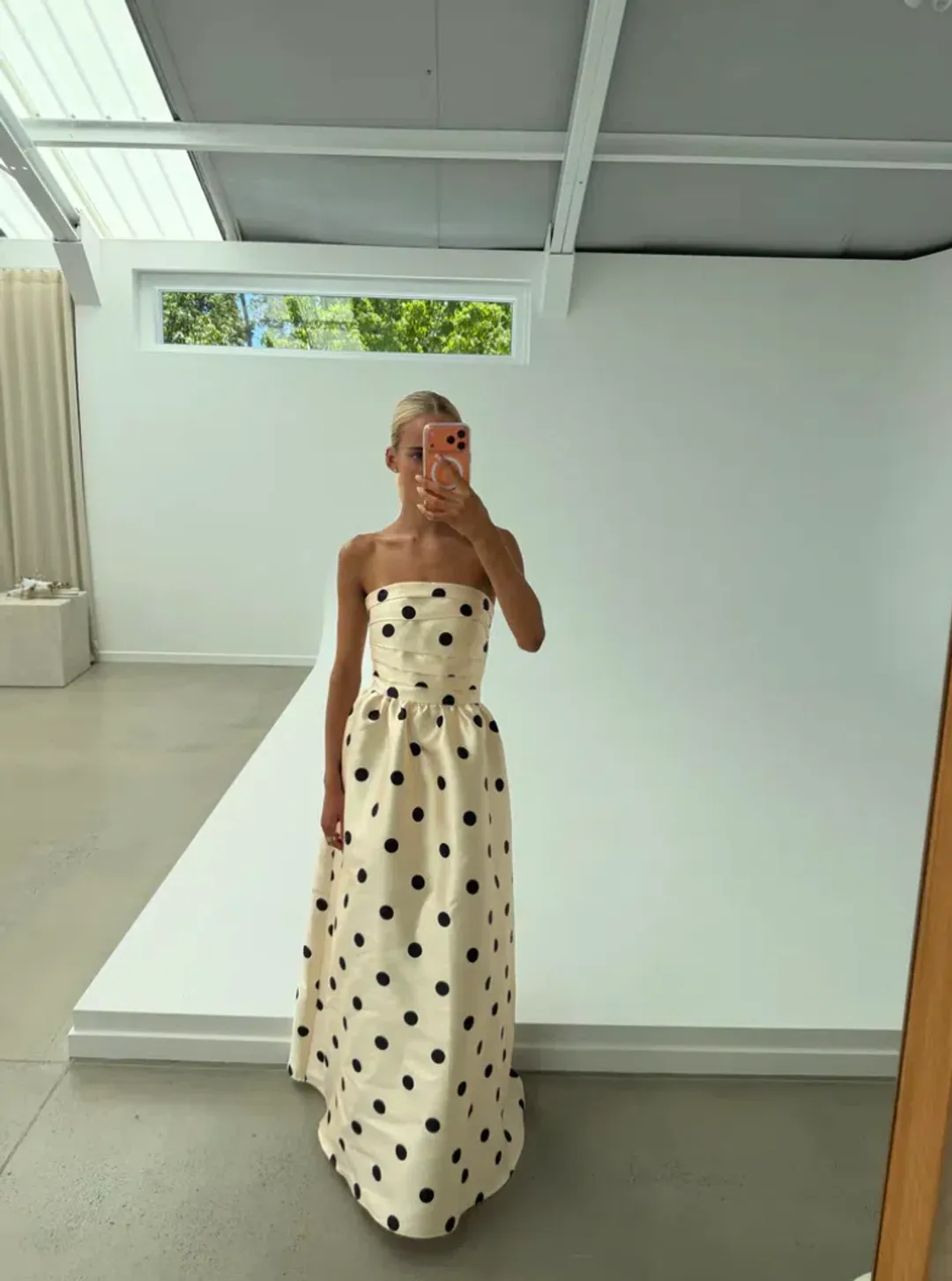 Pasduchas Dottie Strapless Midi Dress in Cream/ Black Size AU 10 for rent on The Volte - main image