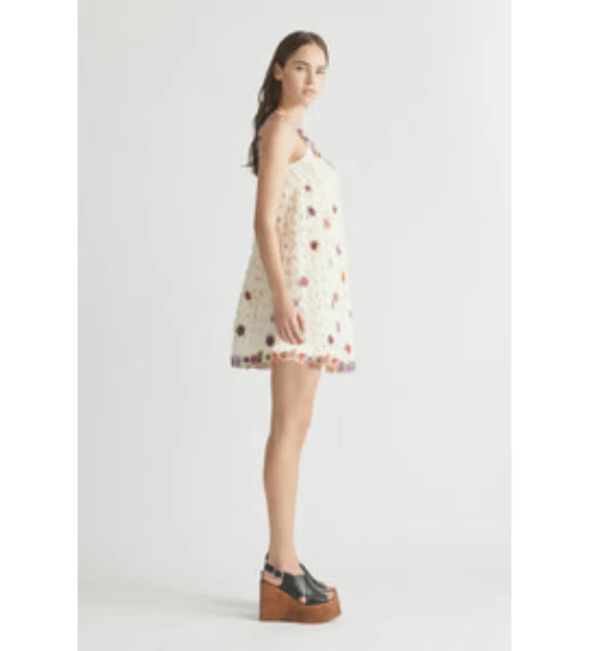 Antipodean Echo Crochet Flower Mini Dress Size AU 6 - Image 2