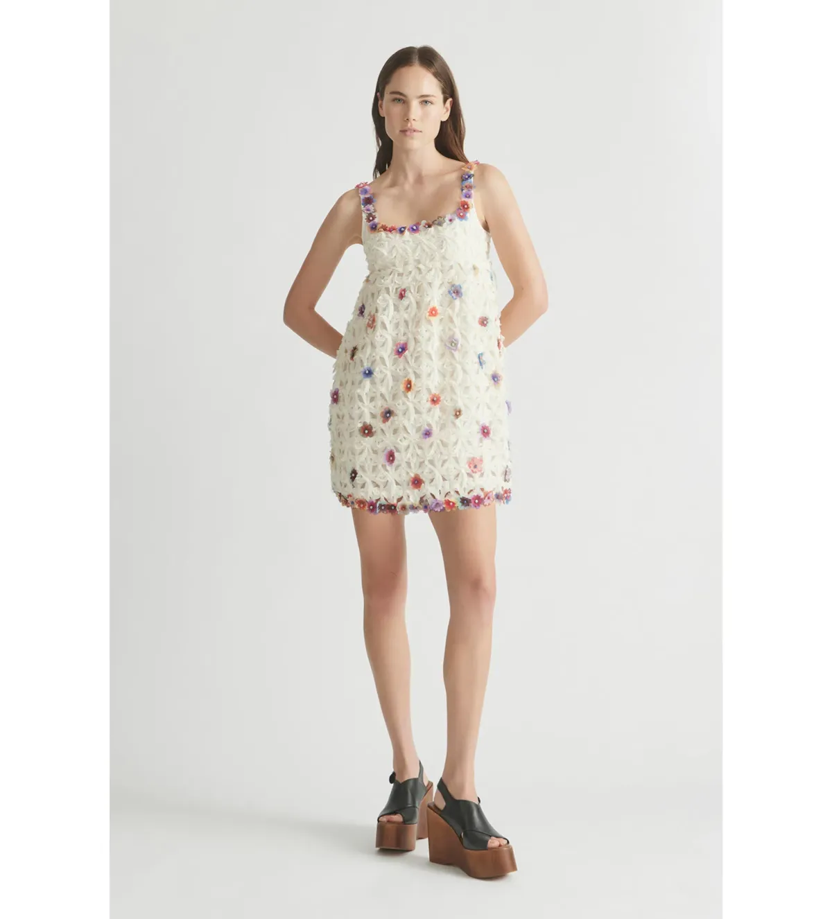 Antipodean Echo Crochet Flower Mini Dress Size AU 6 - Image 1