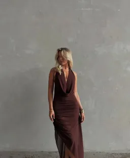 Natalie Rolt Anastasia Mini Dress in Espresso Size 1 / AU 8 for rent on The Volte - image 2
