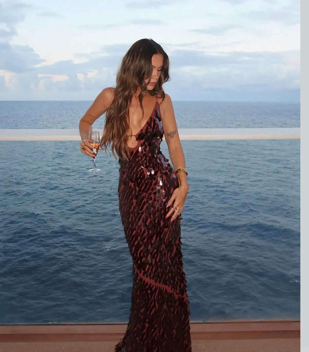 Misha Collection The Sapphire Sequin Maxi Dress in Fig Size 8/S - Image 5