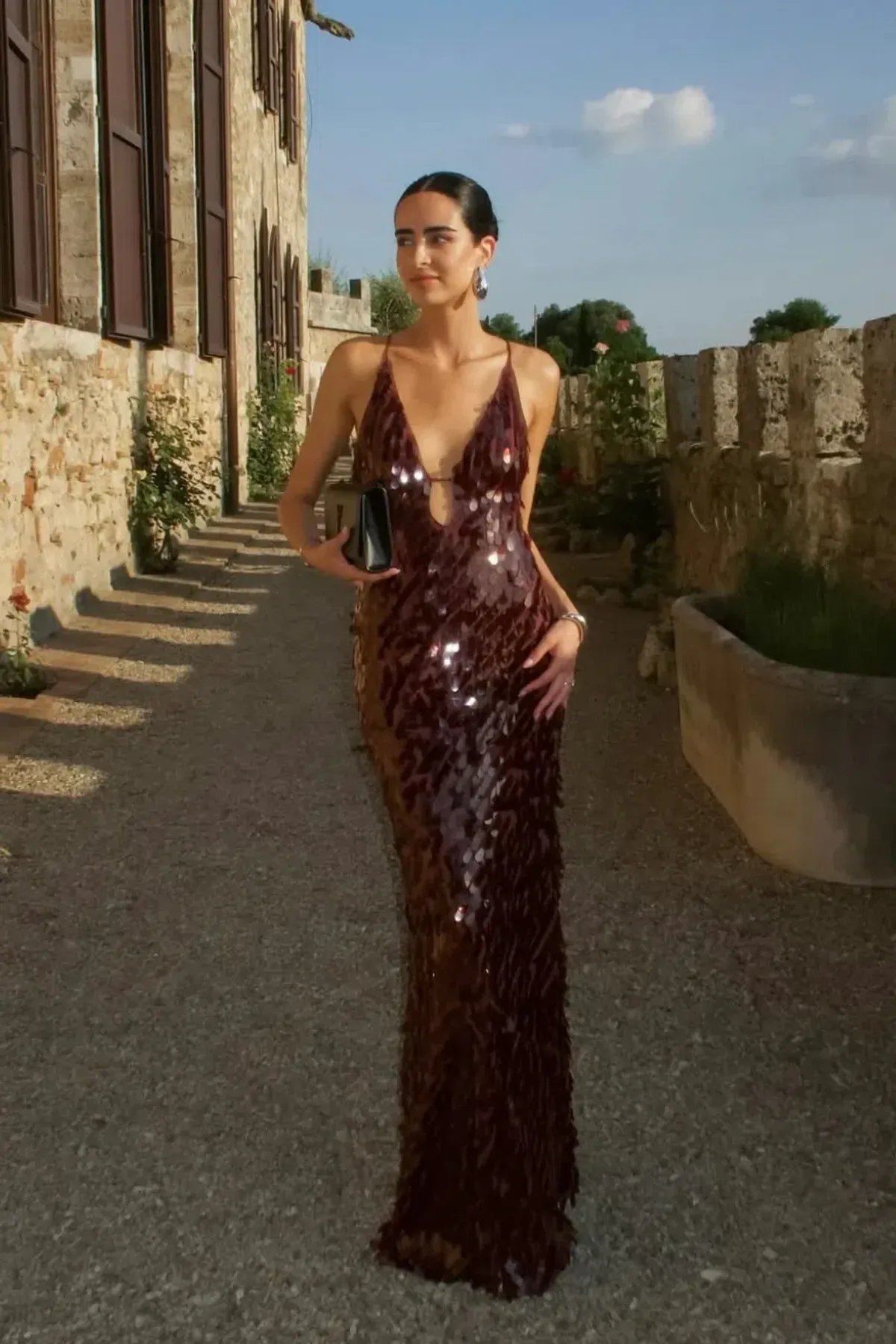 Misha Collection The Sapphire Sequin Maxi Dress in Fig Size 8/S - Image 6