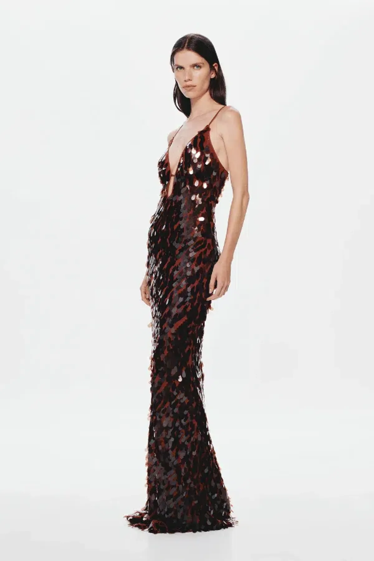 Misha Collection The Sapphire Sequin Maxi Dress in Fig Brown Size 10/M - Image 3