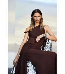 Misha Collection Sisal Mesh Maxi Dress Espresso Size 8/S for rent on The Volte - image 4