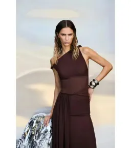 Misha Collection Sisal Mesh Maxi Dress Espresso Size 8/S for rent on The Volte - image 5