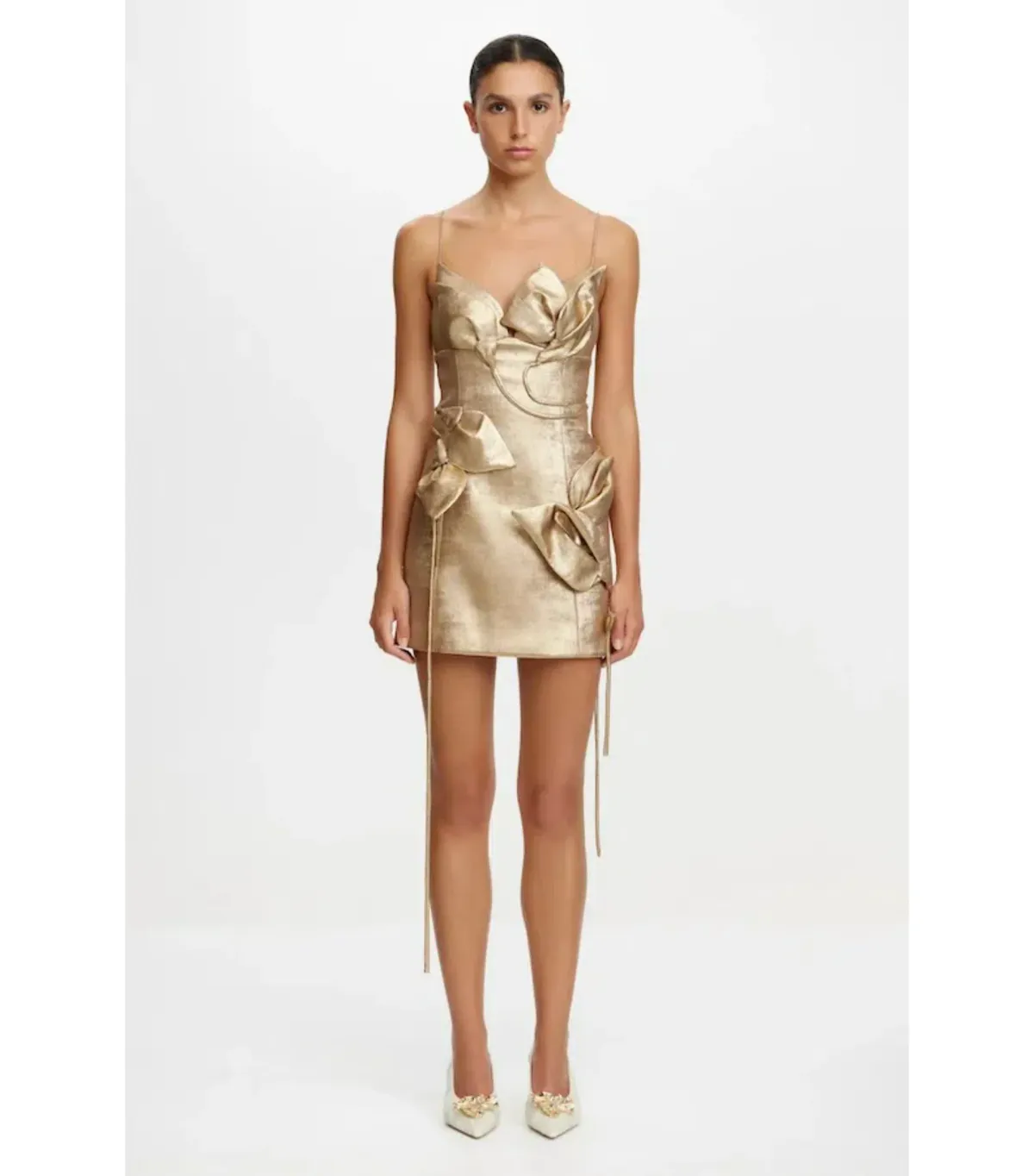 Acler Hillsome Mini Dress Gold Size AU 12 for rent on The Volte - main image