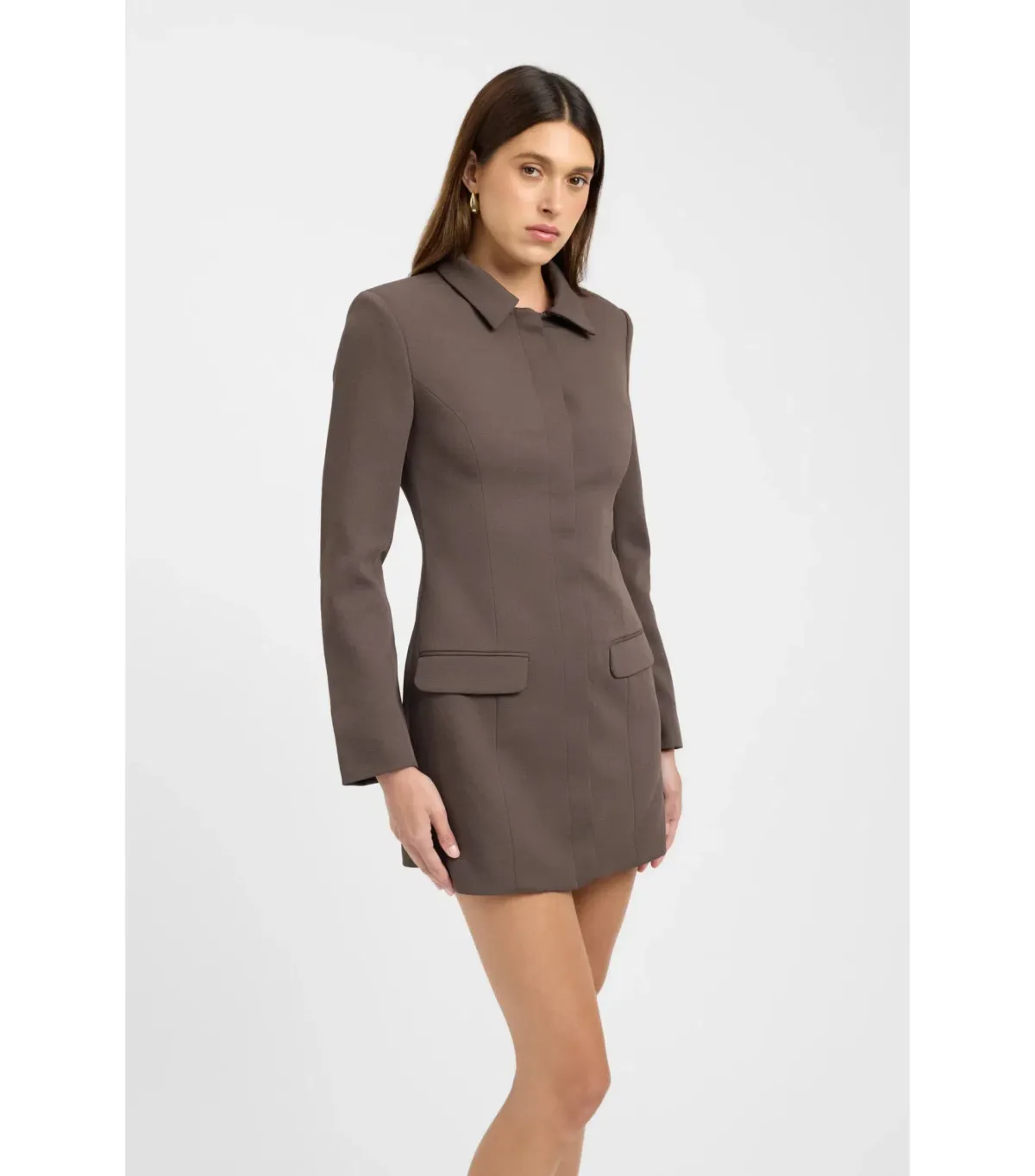 Kookai Oyster Suit Mini Dress Brown Size AU 8 - Image 4