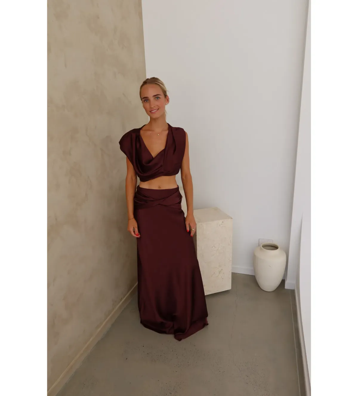 Arcina Ori Andi Top and Maxi Skirt Set Cacao Size S / AU 8 - Image 2